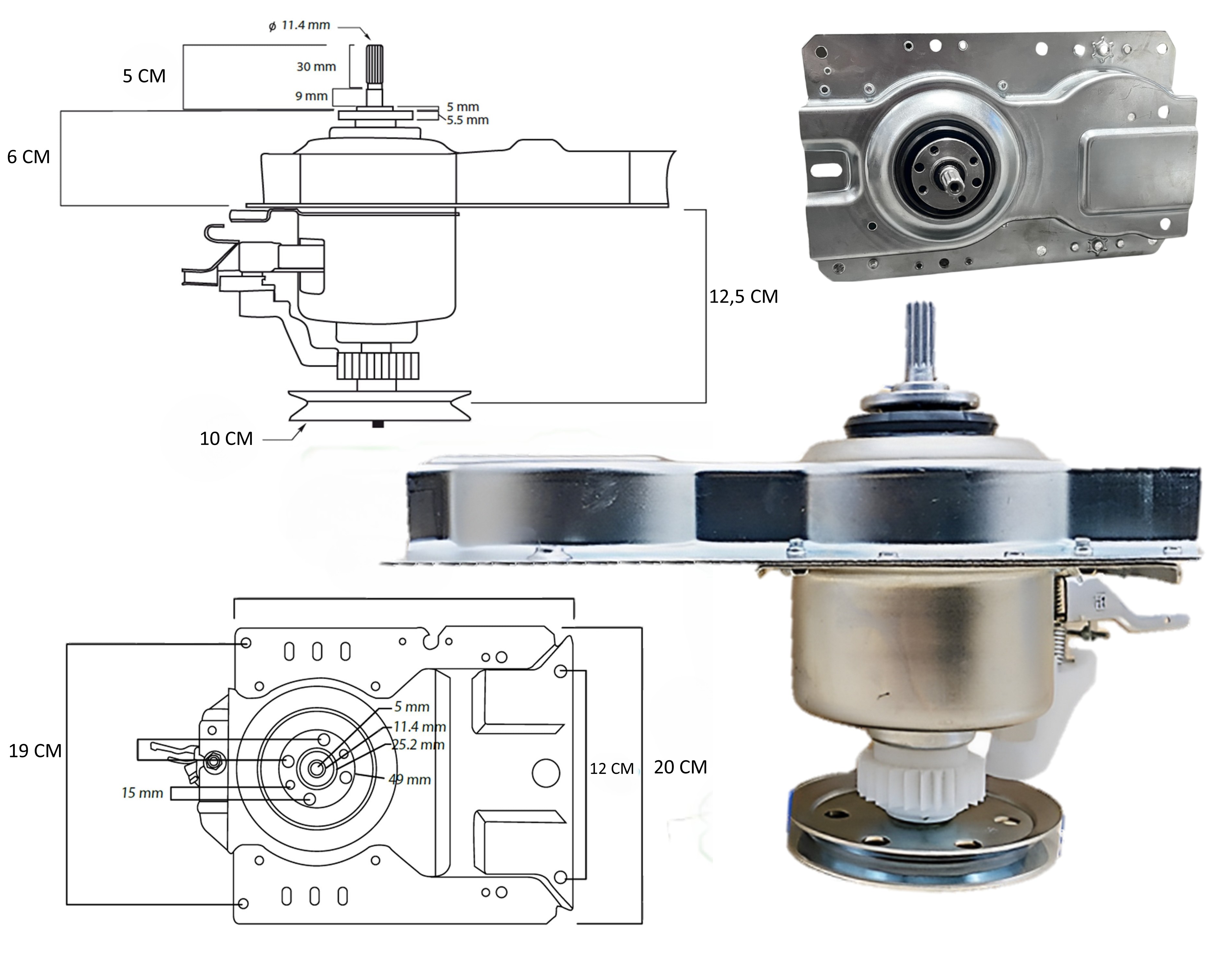 TRANSMISION METALICA LAV. HAIER  PUENTE CORTO 0030803481B/XQB42-62K/GWT450AW