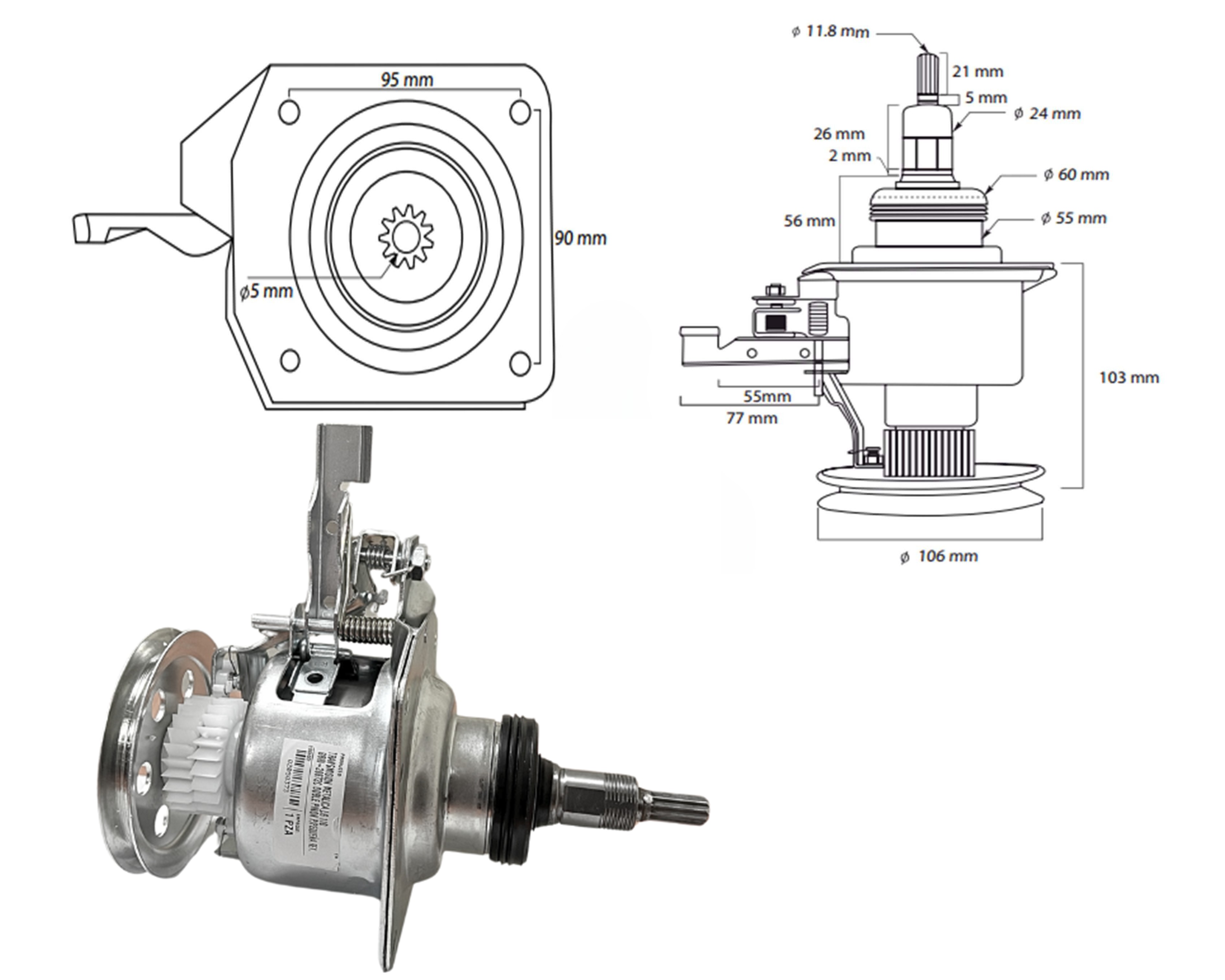 TRANSMISION METALICA LG 11D GBW-20672C DOBLE PIÑON P/PEQUEÑA