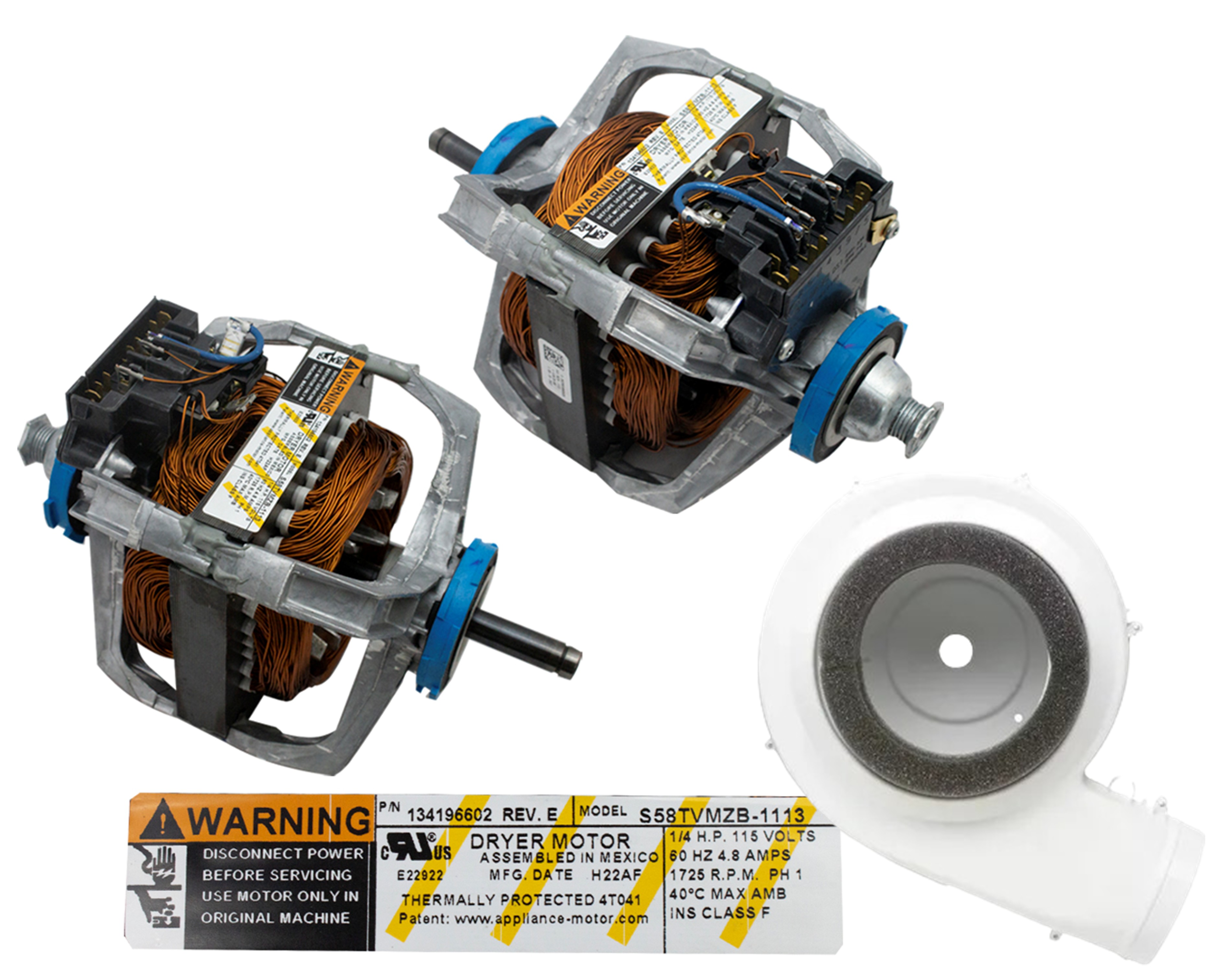MOTOR SECADORA FRIGIDAIRE/ELECTROLUX EJE LISO C/CARCASA TURBINA 5303937189 - Vista 1