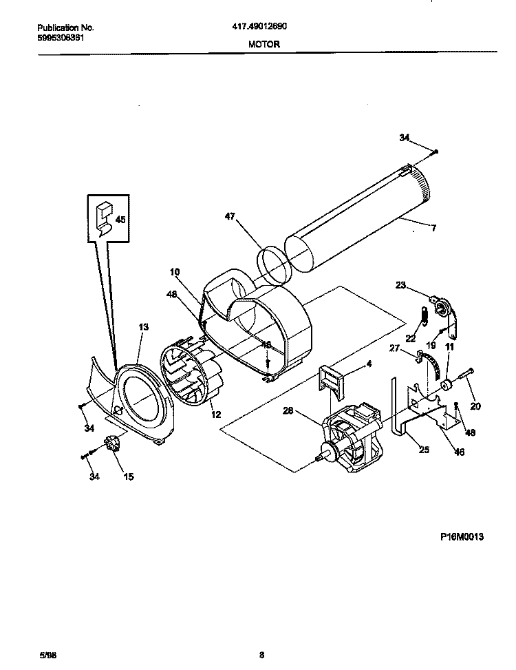MOTOR SECADORA ELECTROLUX/FRIGIDAIRE EJE ROSCA 134156500 S58NXMZN-6929 - Vista 2