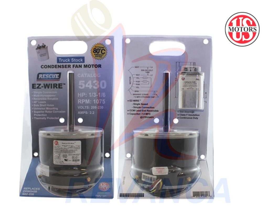 MOTOR CONDENSADOR UNIVERSAL 1/3 A 1/6HP 1075RPM US MOTOR ORIGINAL C/CAPACITOR
