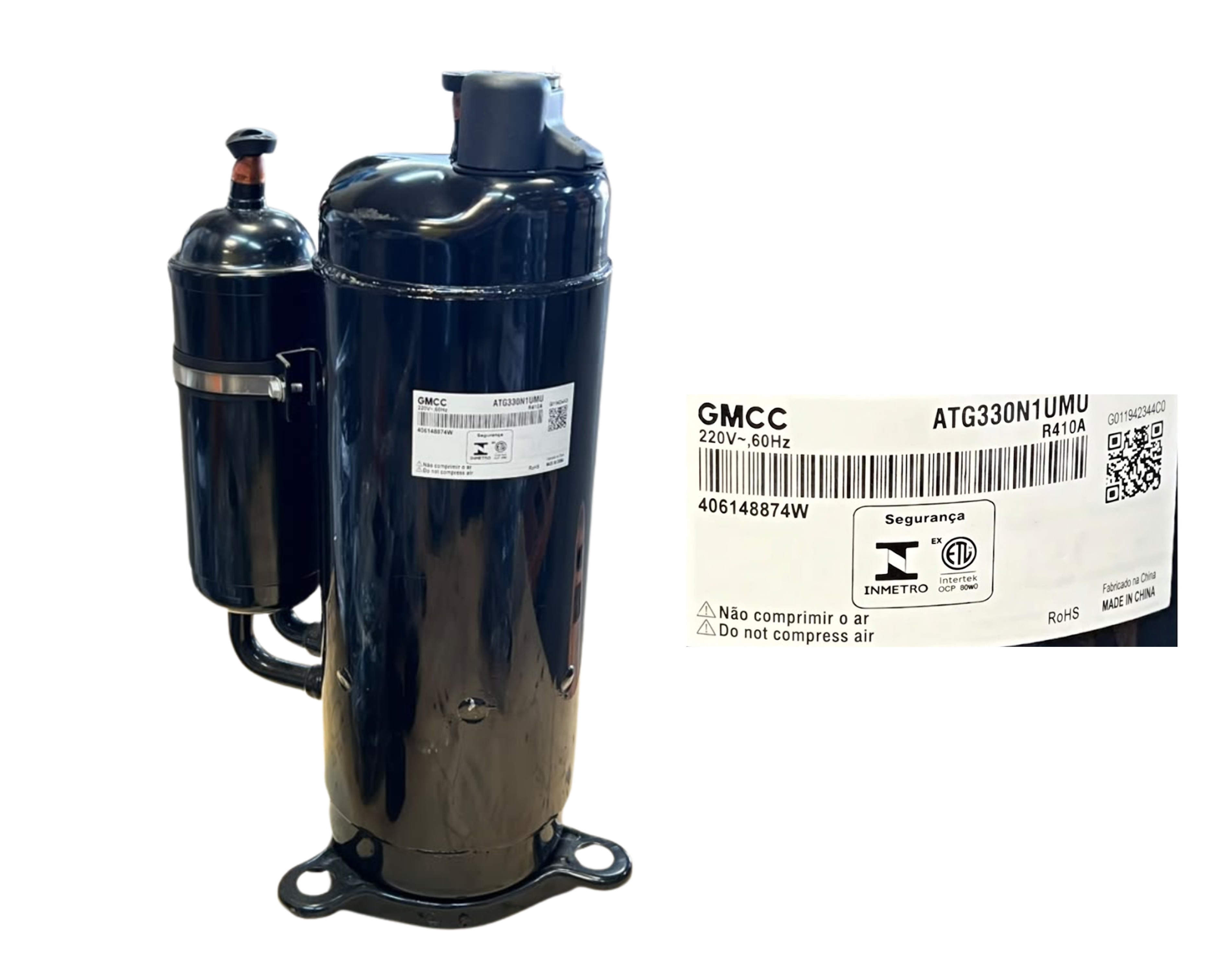 COMPRESOR ROTATIVO 3TON GMCC 220V MONOFASICO ATG330N1UMU (R410A) - Vista 0
