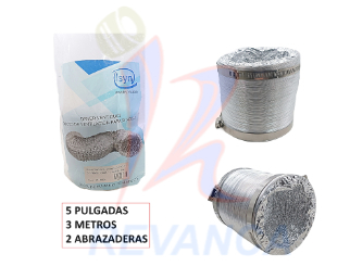 DUCTO FLEXIBLE DE ALUMINIO (DIAMETRO 5 PULG  / LARGO 3M)