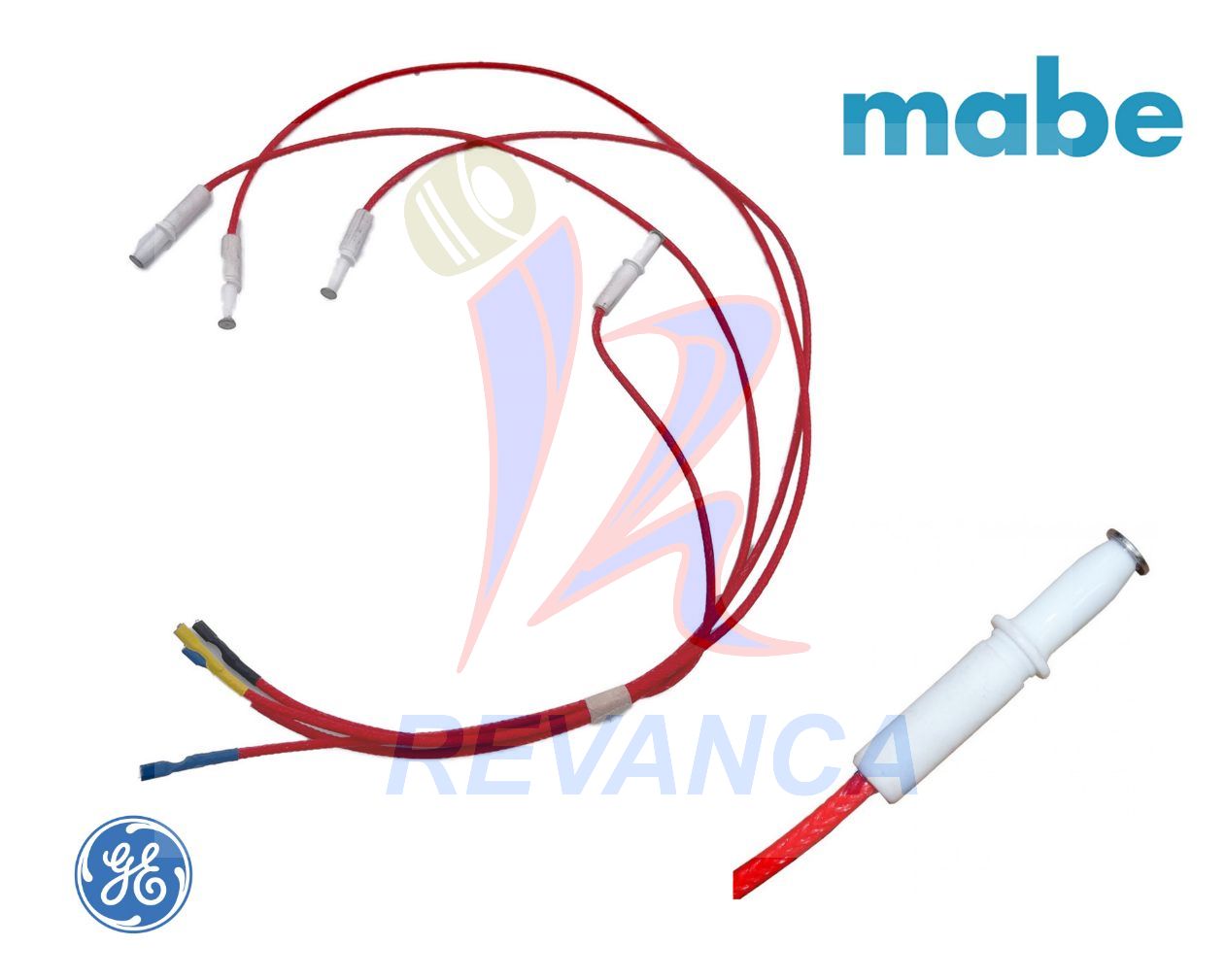 JUEGO DE BUJIAS PARA COCINA MABE/G.E ORIGINAL WS01F00803/221C3927G003 (4 PIEZAS)