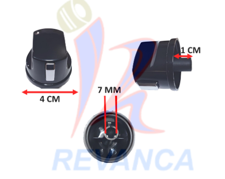 PERILLA COCINA DE TOPE M/NUEVO NEGRA VASTAGO 10 MM (SIRVE A MABE CHILENA)