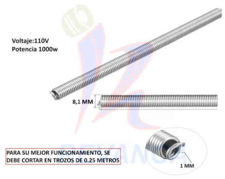 RESISTENCIA DE ALAMBRE 1000W X ROLLO (5.3 METROS)