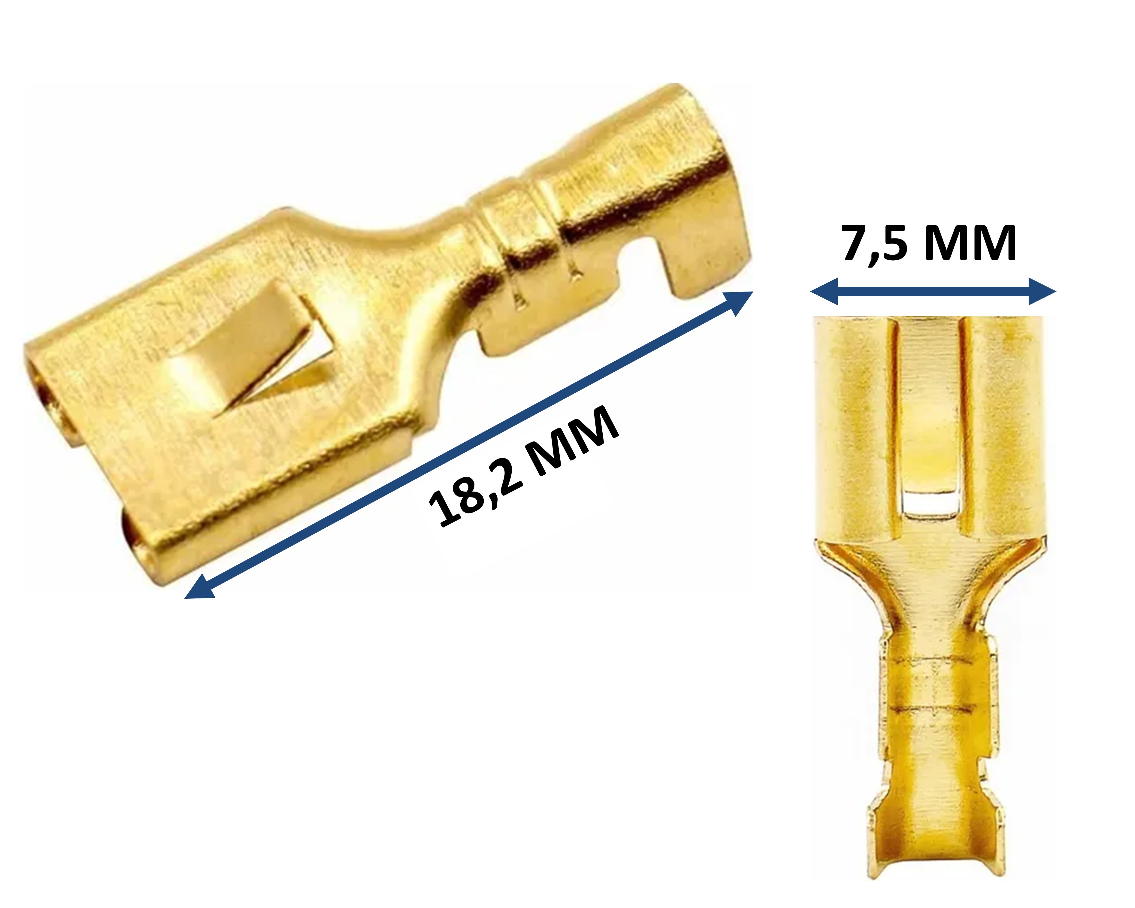 TERMINAL HEMBRA 621 LATON AMARILLO C/RETENEDOR (CABLE 16-14)(PAQUETE X 100PCS) - Vista 1