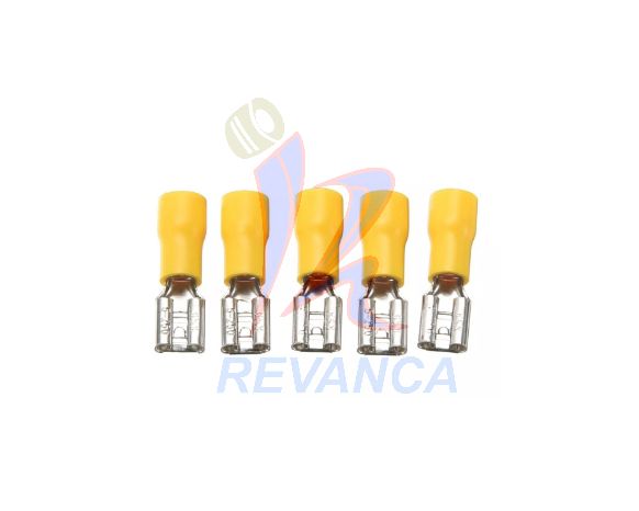 TERMINAL HEMBRA AMARILLO FORRADO ESTAÑADO ALTA CALIDAD (CABLE 12-10) (100PCS X EMPAQUE)