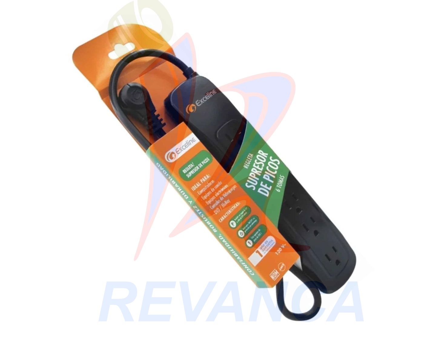 REGLETA CON SUPRESOR DE PICOS EXCELINE 6 TOMAS 110V/10A