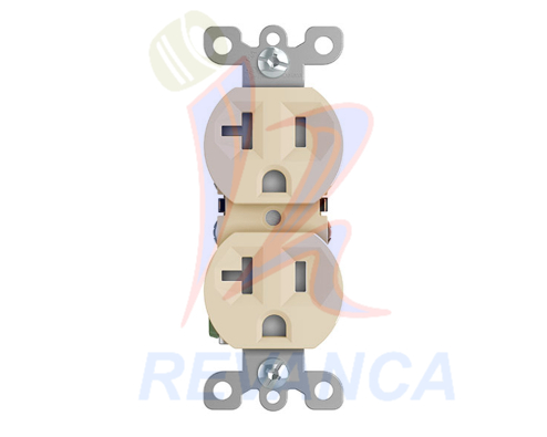 TOMA DOBLE TANIA ALTA CALIDAD 125V/20A MARFIL (KOB-103 - UL)