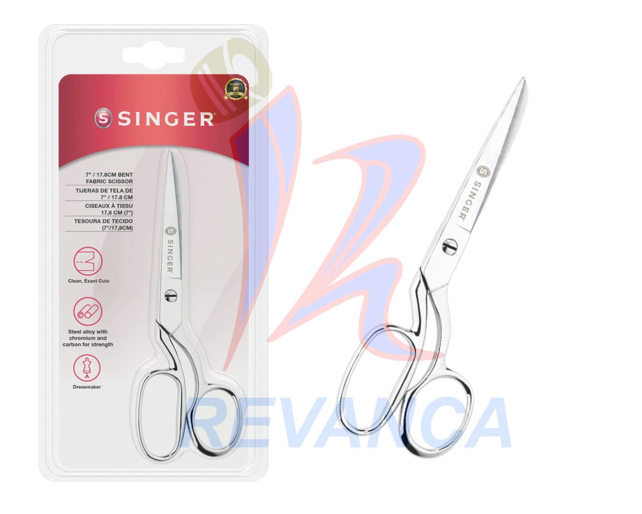 "TIJERA METALICA DE TELA DOBLADA 7" / 24.1CM SINGER 250016101"