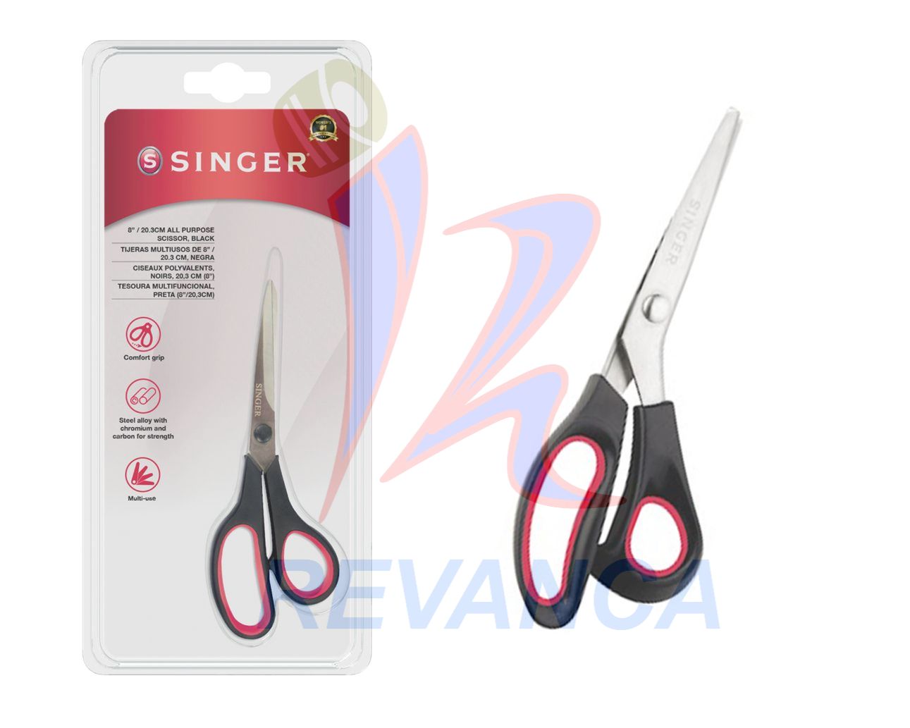 "TIJERA TODO PROPOSITO 8", 20.3CM NEGRA SINGER 250020396"